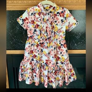 Janie and Jack White Floral Tiered Dress with Pink & Yellow Flowers